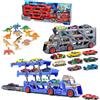 BAKAJI Camion Trasporto Auto con 12 Dinosauri 8 Macchine Giocattolo Idea Regalo Bambini