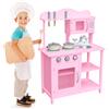 BAKAJI Cucina in legno Giocattolo Bambini con Pentole e Accessori Gioco Rosa 60x30x90cm