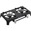 Fornello bruciatore portatile per campeggio a gas in ghisa 2 fuochi 37x51cm