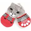 LEO PET Calzini Antiscivolo per Cani Modello Red Bear - Taglia M - 4 pz