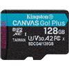 KINGSTON TECHNOLOGY microSDXC Canvas Go Plus Kingston Technology 128 GB Gen4 200R A2 U3 Confezione singola senza ADP