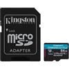 KINGSTON TECHNOLOGY Scheda microSDXC Canvas Go Plus Kingston Technology Gen4 200MB/s A2 U3 V30 da 64 GB + adattatore