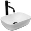 Rea Lavabo da Appoggio Belinda Mini bianco Lavandino bagno in ceramica 37x25,5 cm