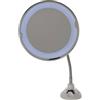 WELL HOME MOBILIARIO & DECORACIÓN Well Home Specchio con supporto con luci LED sul bordo colore argento Ø20,2x40cm