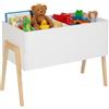 Relaxdays portaoggetti per Bambini, Design scandinavo, 45x60x30 cm, MDF, per Libri e Giochi, Aperta, Bianco/Naturale
