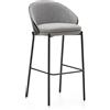 La Forma Sgabello Eamy in ciniglia grigio chiaro impiallacciato frassino finitura nera, metallo nero, 75 cm