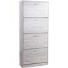 BAKAJI Scarpiera 4 Ante Ripiani Porta Scarpe Doppia Profondita Legno 63x24x150 Grigio