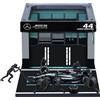 Burago Bburago - Formula 1 Pit Stop Mercedes AMG #Hamilton - Set 1/43 con Figure Di Meccanici, Stand E Accessori - Modello Scontato Ufficiale F1 - Dettagli Realistici - Edition Collector