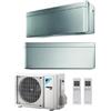 Daikin Climatizzatore Condizionatore Daikin Bluevolution Dual Split Inverter Stylish Silver R-32 Wi-Fi 7000+15000 Con 2mxm50m9 - New Total Silver Ftxa-Bs 7+15