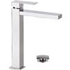 Remer Miscelatore Monocomando Q-Design Qd10lxl Per Lavabo Alto Con Scarico Quadrato