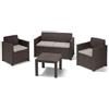 Salotto Da Esterno Alabama In Resina Antiurto Completo Di Cuscini Colore Brown