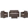 Salotto Resina 4pz. Con Cuscino Nebraska 2 Colore Marrone Cod. 99484
