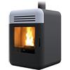 Mcz Stufa A Pellet Mcz Thema Air 8 H1 8 Kw In Acciaio Nero E Griglia Frontale In Ceramica Bianca