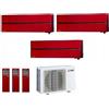 Mitsubishi Electric Climatizzatore Condizionatore Mitsubishi Electric Trial Split Inverter Msz-Ln Kirigamine Style Rosso Rubino R-32 9000+9000+9000 Con Mxz-3f54vf Wi-Fi New 9+9+9