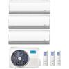 Midea Climatizzatore Condizionatore Trial Split Inverter Midea Breezeless+ R-32 9000+9000+12000 Btu A++ Con M3of-21hfn8-Q Wi-Fi Incluso New 9+9+12