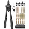 eSynic Kit 14'' Rivettatrice Professionale per Impieghi Gravosi con 125 Dadi Rivetti M3 M4 M5 M6 M8 M10, Pinza Pistola Manuale a Rivetti 6 Mandrini con Valigetta per Riparazione Auto Mobili - Nero