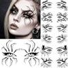 COKTAK 7 fogli ombretti Halloween tatuaggi temporanei donna uomo bambini adulti Halloween occhi viso ragnatela 3D tatuaggio adesivi gatti zombie teschio pipistrello eyeliner finto tatuaggi
