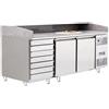 Ristoattrezzature Modello: 6197,Banco pizza a basso consumo energetico 2 porte refrigerate 7 cassetti 2010x800x1000h mm per pizzeria ristorante classe A