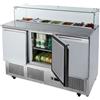 Ristoattrezzature Modello: 6216,Banco frigo saladette a basso consumo energetico 3 ante con vetrina portacondimenti 7 x GN1/3 1380x700x1168h mm