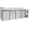 Ristoattrezzature Modello: 6183,Tavolo frigo refrigerato a basso consumo energetico in acciaio inox con alzatina 4 porte classe A 0 +8 °C 2230x700x850 h mm