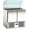 Ristoattrezzature Modello: 7090,Banco frigo Saladette refrigerate in acciaio inox con vetro curvo 2xGN1/1 + 3xGN1/6