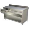 Ristoattrezzature Modello: 38660630002,Tavolo in acciaio inox con fianchi, schienale,alzatina e cassetti profondità 600 mm 1600x600 mm 3