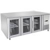 Risto Modello: 7409,Tavolo frigo refrigerato a basso consumo energetico in acciaio inox 3 porte in vetro -2 +8 °C 1795×700×850 h mm