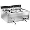 Ristoattrezzature Modello: 8704,Friggitrice elettrica da banco 12+12 lt doppia vasca professionale con rubinetto di scarico 9+9 kw