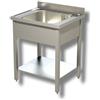 Ristoattrezzature Modello: 3440340,Lavello / lavatoio in acciaio inox 1 vasca con ripiano e alzatina profondità 600 mm 600x600x850h mm