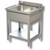 Ristoattrezzature Modello: 3440341,Lavello / lavatoio in acciaio inox 1 vasca con ripiano e alzatina profondità 600 mm 700x600x850h mm