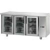 Ristoattrezzature Modello: 3472,Tavolo Refrigerato GN 1/1 con 3 porte in vetro predisposto per unità frigorifera remota