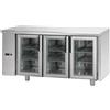 Ristoattrezzature Modello: 3474,Tavolo Refrigerato GN 1/1 con 3 porte in vetro predisposto per unità frigorifera remota a sinistra