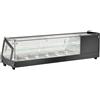 Ristoattrezzature Modello: 8752,Vetrina refrigerata da banco per antipasti e tapas 6 x GN 1/3 h 4,0 cm 0 +12 °C 1485x395x375h mm