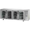 Ristoattrezzature Modello: 3476,Tavolo Refrigerato GN 1/1 con 4 porte in vetro predisposto per unità frigorifera remota