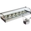 Ristoattrezzature Modello: 99010210060684,Vetrina frigo 806x410x250h mm 4 vaschette gn 1/3 refrigerata da banco bianca con vetri curvi e motore remoto incluso