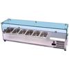 Ristoattrezzature Modello: 8789_1,Vetrina refrigerata a basso consumo energetico portacondimenti 140,5x39,5x43,5h cm, portagusti per pizza GN 1/3 0+8°C con motore a destra