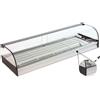 Ristoattrezzature Modello: 98910040060686,Vetrina frigo 1516x410x250h mm refrigerata da banco bianca con vetri curvi, piano liscio e motore remoto incluso
