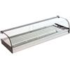 Ristoattrezzature Modello: 98910040110686,Vetrina frigo 1516x410x250h mm refrigerata da banco argento con vetri curvi, piano liscio e motore remoto incluso