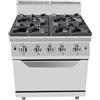 Ristoattrezzature Modello: 88450010191599,Cucina a gas 4 fuochi professionale su mobile con forno a gas 34.5 kW 800x900x1140h mm