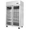 Ristoattrezzature Modello: 8853097001008,Armadio congelatore refrigerato in acciaio inox 2 ante in vetro a basso consumo energetico 900 lt ventilato -20-17 °C