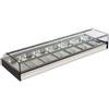 Ristoattrezzature Modello: 99020090110686,Vetrina frigo 1516x410x250h mm 8 vaschette gn 1/3 refrigerata da banco argento con vetri dritti e motore remoto incluso
