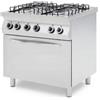 Ristoattrezzature Modello: 4092,Cucina professionale a gas 4 fuochi con forno a gas 4 teglie GN 1/1