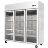 Ristoattrezzature Modello: 8883103001008,Armadio congelatore refrigerato in acciaio inox 3 ante in vetro a basso consumo energetico 1390 lt ventilato -20-17 °C