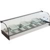 Ristoattrezzature Modello: 99120090060659,Vetrina frigo 1516x410x330h mm 8 vaschette gn 1/3 refrigerata da banco a due piani bianca con vetri curvi e motore remoto incluso