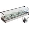 Ristoattrezzature Modello: 99120090110659,Vetrina frigo 1516x410x330h mm 8 vaschette gn 1/3 refrigerata da banco a due piani argento con vetri curvi e motore remoto incluso