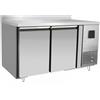 Ristoattrezzature Modello: 88850020091602,Tavolo congelatore refrigerato a basso consumo energetico in acciaio inox con alzatina 2 porte -22-17 °C 1360x600x850h mm