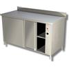 Ristoattrezzature Modello: 38930304,Tavolo da lavoro in acciaio inox armadiato caldo con alzatina profondità 600 mm 1200x600x850h mm