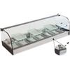 Ristoattrezzature Modello: 99130090110659,Vetrina frigo 1516x410x330h mm 8 vaschette gn 1/3 refrigerata da banco a due piani argento con vetri dritti e motore remoto incluso