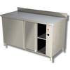 Ristoattrezzature Modello: 38940308,Tavolo da lavoro in acciaio inox armadiato caldo con alzatina profondità 700 mm 1000x700x850h mm