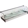 Ristoattrezzature Modello: 99150030060665,Vetrina frigo 1216x410x330h mm refrigerata da banco a due piani bianca con vetri curvi, piano liscio e motore remoto incluso